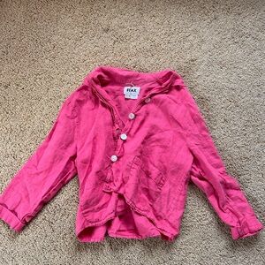 Flax Vibrant Red Linen Blouse